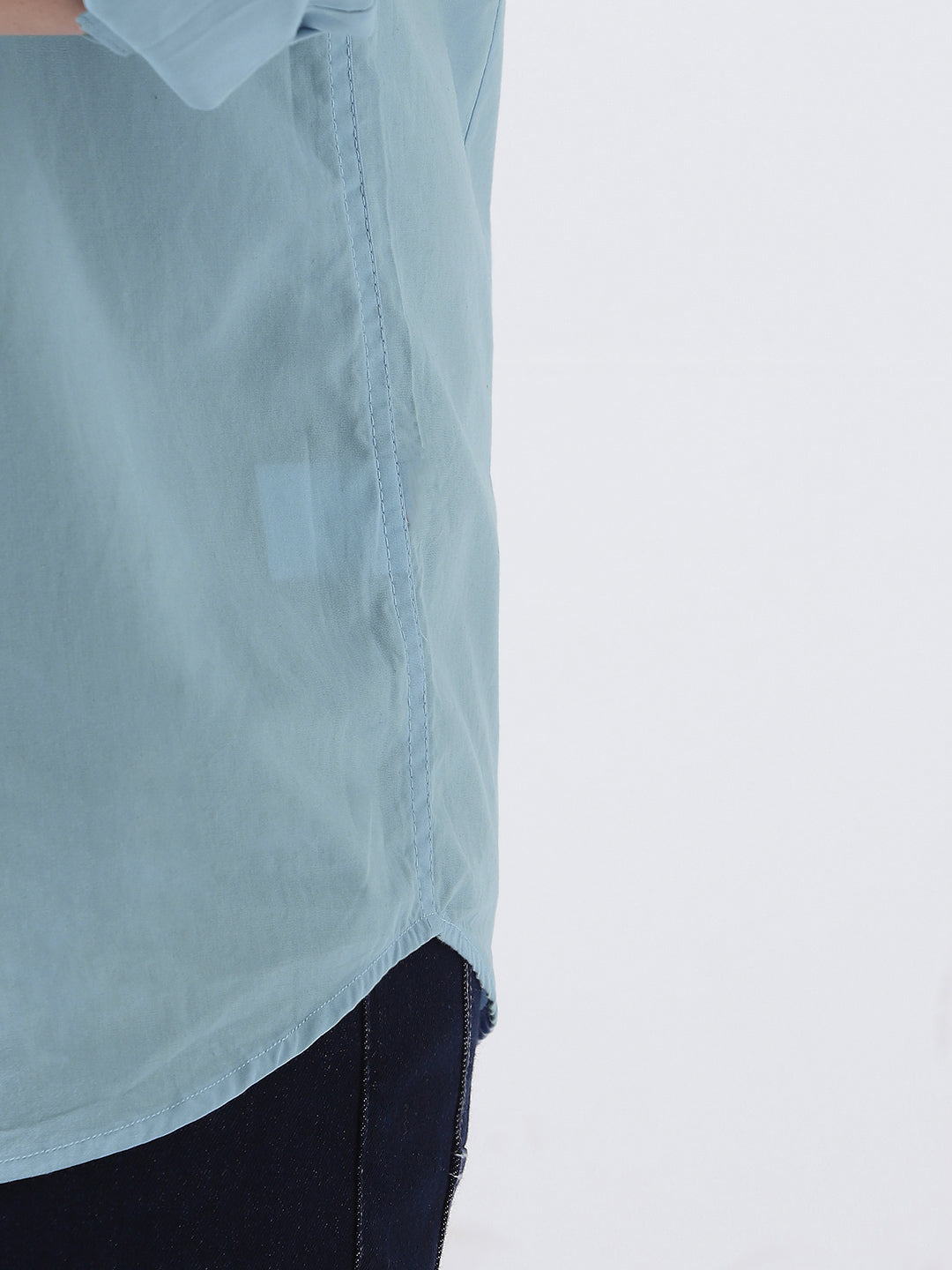 Plus Men's Light Blue Cotton Full Sleeve Regular Fit Casual Solid Shirt