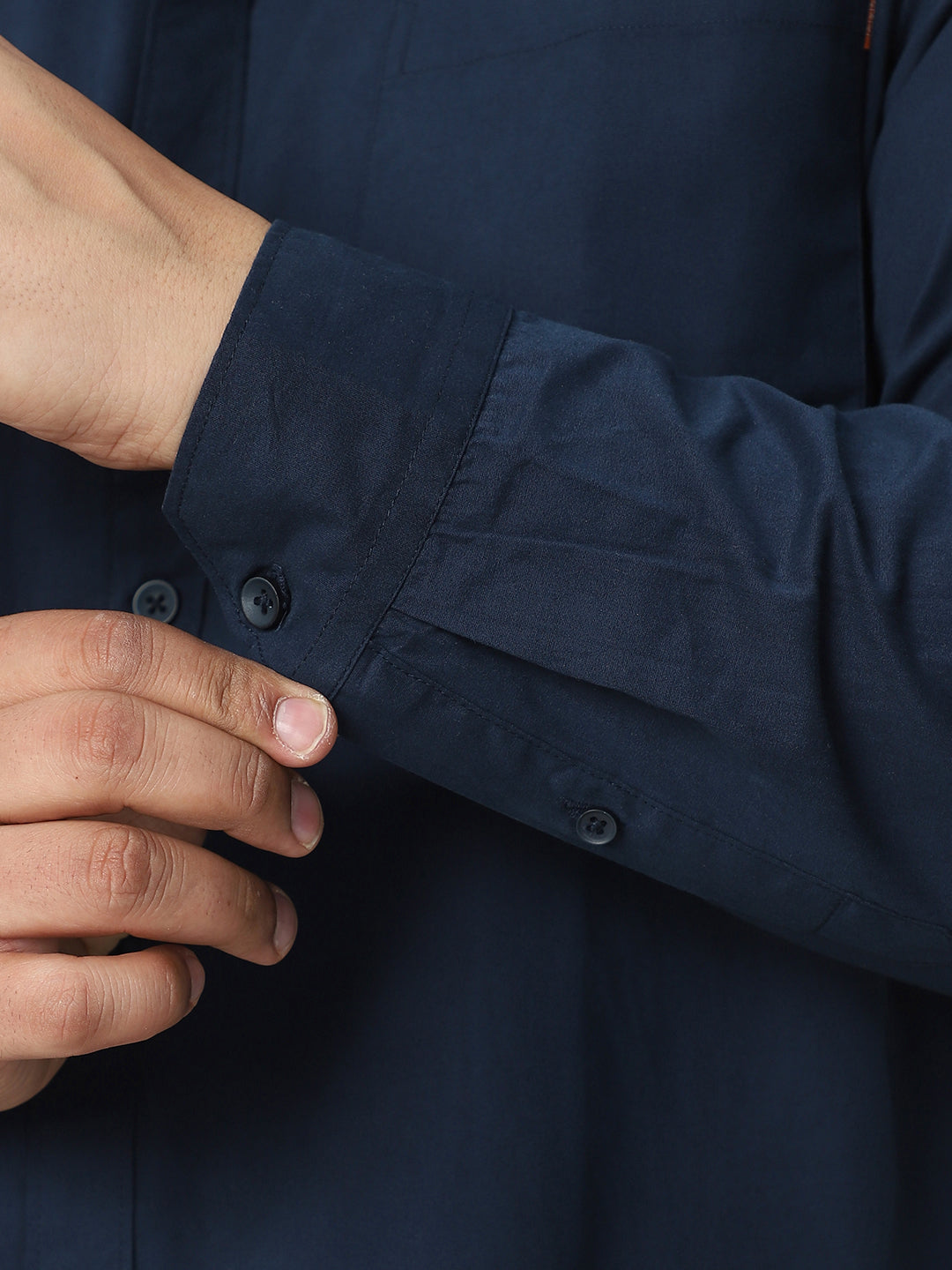 Plus Men's Navy Cotton Full Sleeve Regular Fit Casual Solid Shirt