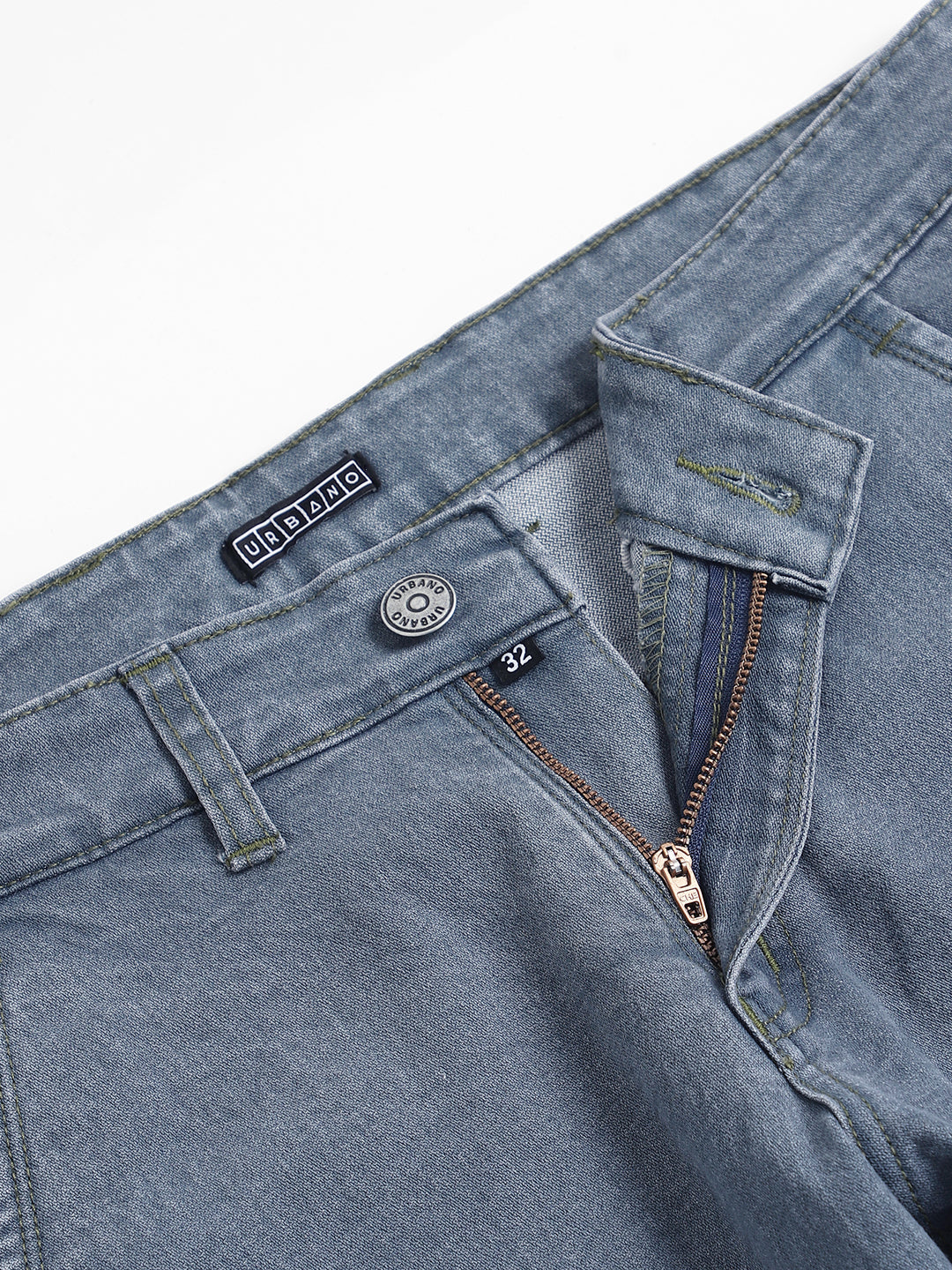 Men's Grey Slim Fit Washed Jeans Stretchable