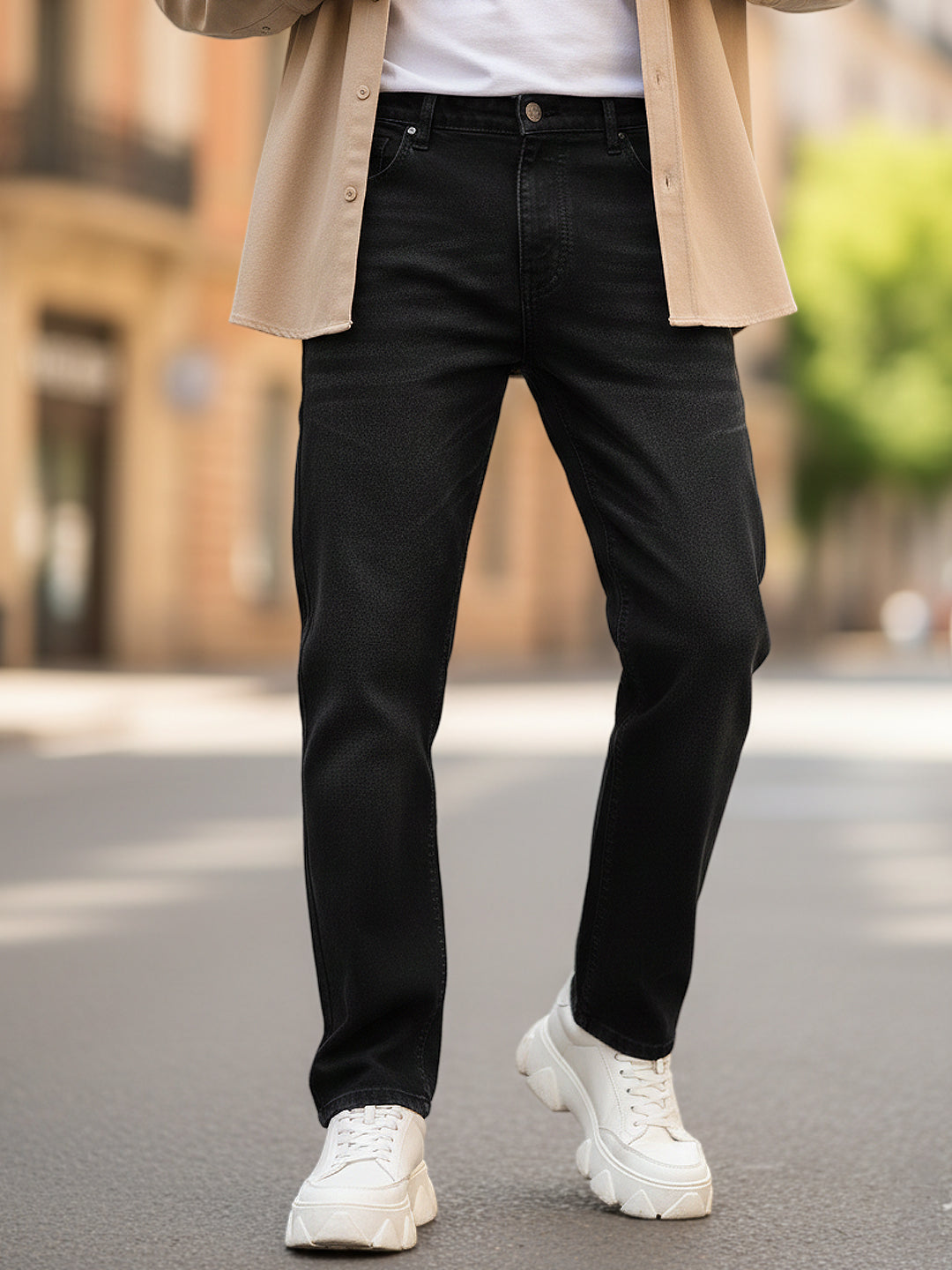 Men's Black Slim Fit Washed Jeans Stretchable