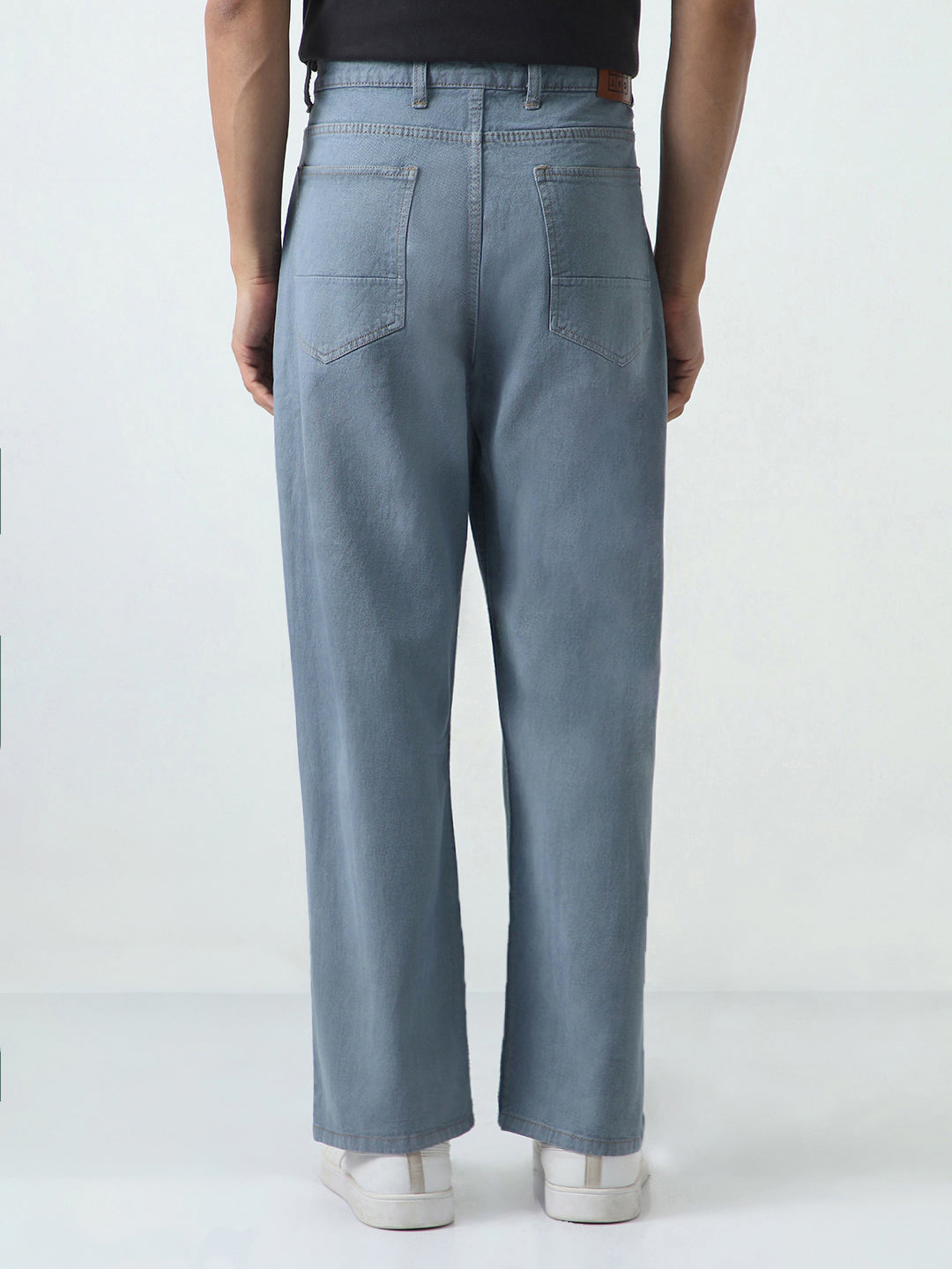 Men's Light Grey Loose Fit Washed Jeans Non-Stretchable
