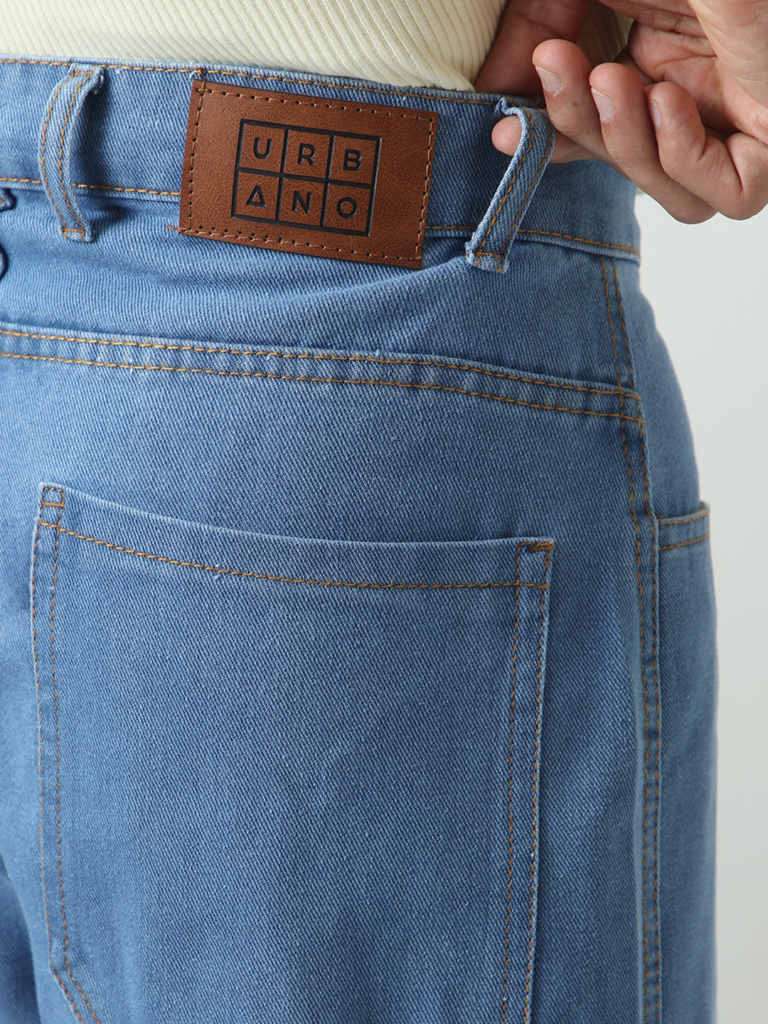 Men's Light Blue Loose Baggy Fit Washed Cargo Jeans with 6 Pockets Non-Stretchable