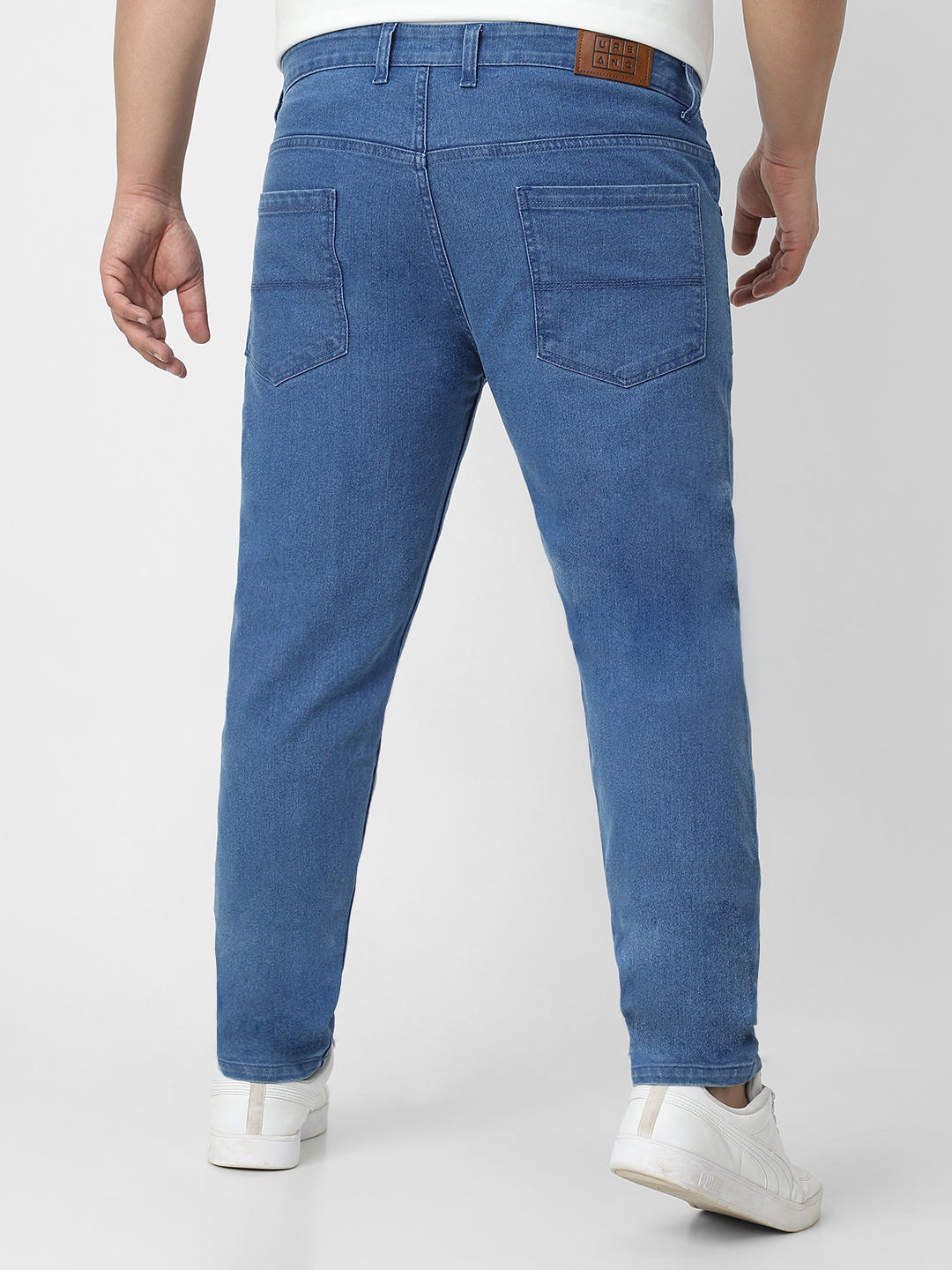 Plus Men's Light Blue Regular Fit Denim Jeans Stretchable